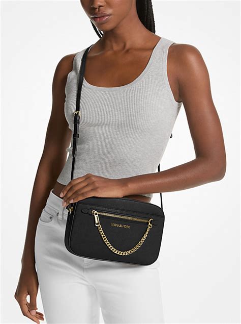 michael kors jet set large saffiano leather crossbody oyster|Michael Kors jet set.